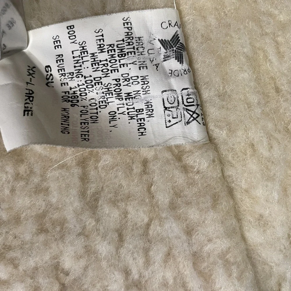 Vintage CARHARTT Brown Duck Vest Sherpa Lined 6SV Hunting USA 2XL Distressed - Picture 10 of 11